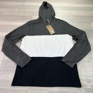 NEW Hudson & Barrow Hoodie Shirt Mens Large Gray White Lightweight Pullover‎